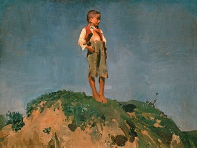 Vartijapoika ruohomäisellä kukkulalla tekijältä Franz von Lenbach