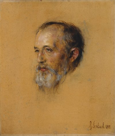 Hermann Levyn muotokuva, vasemmalle katsova. Luonnos tekijältä Franz von Lenbach