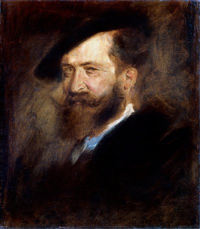 Taiteilija Wilhelm Buschin muotokuva, 1832-1908, 1877-1880. tekijältä Franz von Lenbach