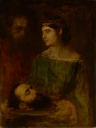 Herodian tytär, jolla on Johannes Kastajan pää; seisova puolihahmo tekijältä Franz von Lenbach