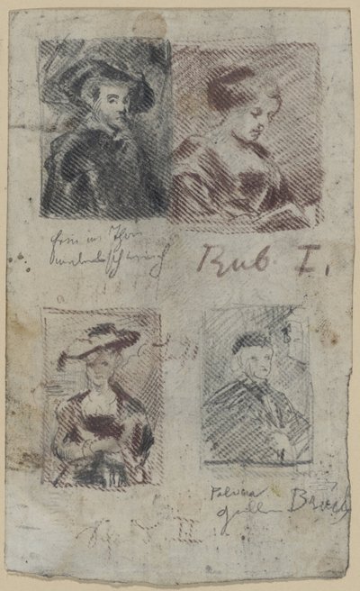 Kolme kopioluonnosta Peter Paul Rubensin jälkeen, yksi Palma Vecchion (?) jälkeen tekijältä Franz von Lenbach, Peter Paul Rubens