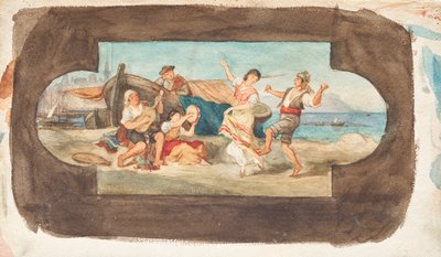 Italialaisten tanssi - luonnos kattomaalauksesta tekijältä Franz von Matsch