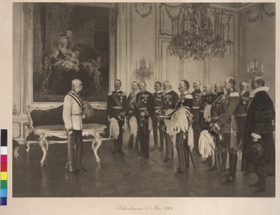 Saksan liittoprinssi vieraili 8. toukokuuta 1908 Schönbrunnin linnassa. tekijältä Franz von Matsch