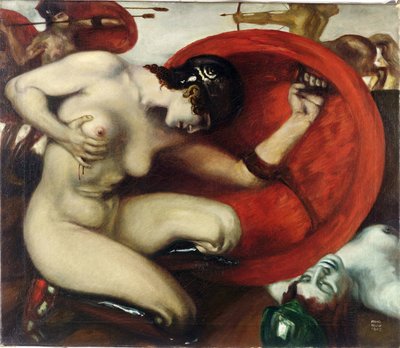 Amazone blessee - Haavoittunut Amazon par Stuck, Franz, Ritter von (1863-1928). Öljy kankaalle, koko: 62,8x72,7 tekijältä Franz von Stuck