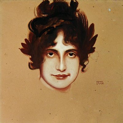 Naisen muotokuva, n. 1896 (öljy paperille) tekijältä Franz von Stuck