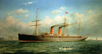 Cunard Liner R.M.S. Umbria Brooklyn Heightsin edustalla East Riverin varrella New Yorkissa tekijältä Fred Pansing