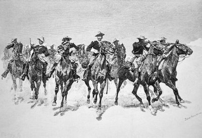 "Kapteeni Dodgen värilliset sotilaat pelastukseen" (kaiverrus) tekijältä Frederic (after) Remington