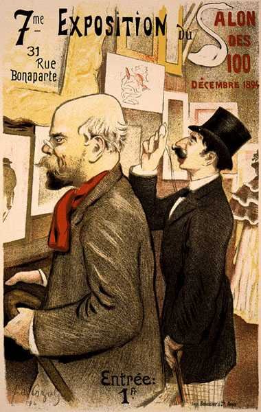 Jäljennös julisteesta, joka mainostaa Salon des Centin 7. näyttelyä, Rue Bonaparte, Pariisi tekijältä Frederic Auguste Cazals