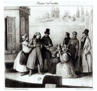 Honore Balzacin (1799-1850) Le Pere Goriot -esitys Theater des Varietesissa, n. 1840 tekijältä Frederic Bouchot