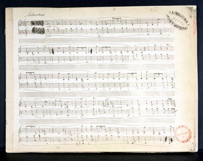 Faksimile kappaleen "Ballade Number 2 in F" partituurista tekijältä Frederic Chopin