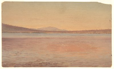 Kaukainen näkymä Mounts Katahdinille ja Travellerille Millinocket-järveltä tekijältä Frederic Edwin Church