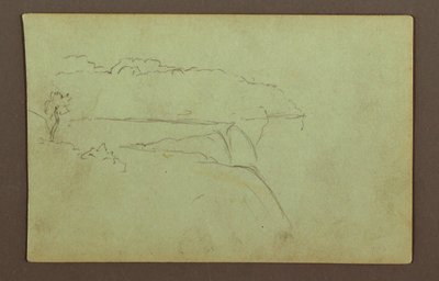 Piirros, Amerikan putoukset pilvisellä taivaalla, Niagara-joki, mahdollisesti 1856. tekijältä Frederic Edwin Church