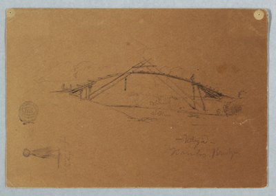 Piirros, Bambusilta Bugassa, Kolumbiassa ja tyttö kantamassa purkkia, Cartago, Kolumbia, heinäkuu 1853. tekijältä Frederic Edwin Church