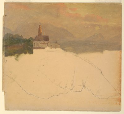 Piirustus, Baijerin maisema, 1868 tekijältä Frederic Edwin Church