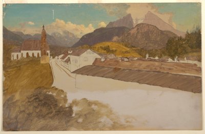 Piirros, Berchtesgaden, Baijeri, yleiskuva, kesäkuu 1868. tekijältä Frederic Edwin Church
