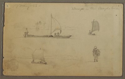 Piirustus, Bungoes: Rio Magdalenan varrella, Kolumbiassa, toukokuu 1853. tekijältä Frederic Edwin Church