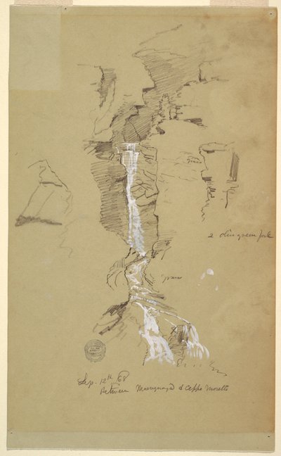 Piirustus, Cascade Ceppo Morellin ja Macugnagan välillä tekijältä Frederic Edwin Church