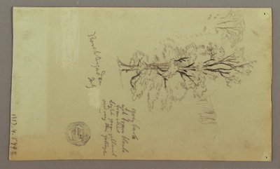 Piirustus, savupiippuja, vesiputouksia, hahmo jne., heinäkuu mahdollisesti 1868. tekijältä Frederic Edwin Church