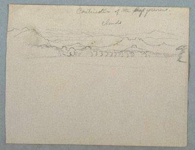 Piirros, Pilvinen eteläamerikkalainen vuoristomaisema lahden rannalla, osa 2 , 1853, luultavasti toukokuu. tekijältä Frederic Edwin Church