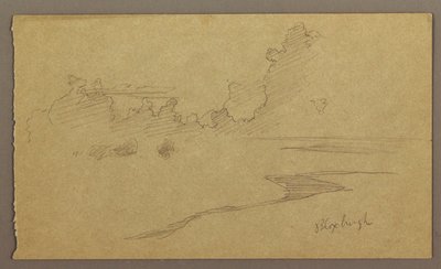 Piirros, Pilvet ja ranta, "Bloxburgh", elokuu 1865. tekijältä Frederic Edwin Church