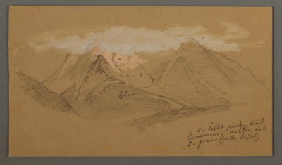 Piirros, Pilviä vuorenhuippujen yllä, mahdollisesti 1868 tekijältä Frederic Edwin Church