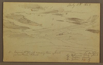 Piirros, Pilvinen taivas laakson yllä, heinäkuu 1863 tekijältä Frederic Edwin Church