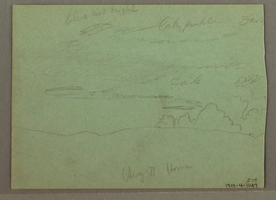 Piirros, Pilvinen taivas harjun yllä, elokuu 1871 tekijältä Frederic Edwin Church