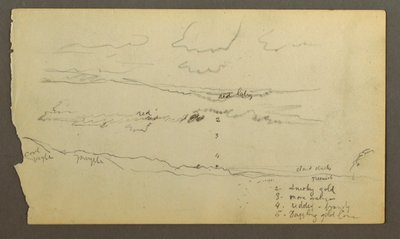 Piirros, Pilvinen taivas laakson yllä (Maine), mahdollisesti 1860. tekijältä Frederic Edwin Church