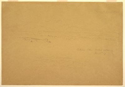 Piirros, Cotopaxi Machachin ja Talungan välillä, 19. kesäkuuta 1857. tekijältä Frederic Edwin Church