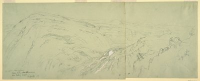 Piirros, Kaukaisnäkymä Damaskoksesta, Syyria, 7. toukokuuta 1868. tekijältä Frederic Edwin Church