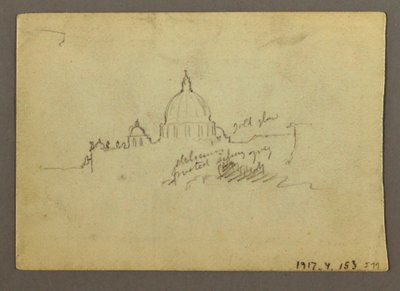 Piirros, Kaukaisnäkymä Pietarinkirkon kupolista, Rooma, Italia, tammikuu 1869. tekijältä Frederic Edwin Church
