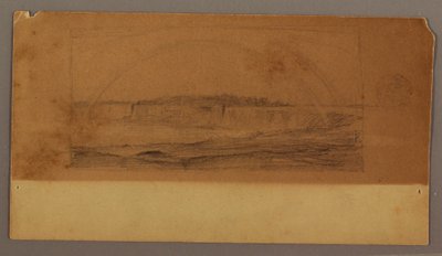 Piirros, Kaksoissateenkaari Niagaran putousten yllä, Niagara-joki, mahdollisesti 1858. tekijältä Frederic Edwin Church