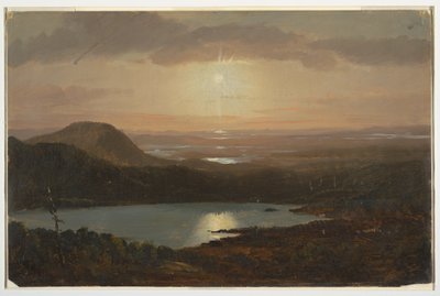 Piirros, Eagle Lake Cadillac Mountainilta katsottuna, Mount Desert Island, Maine, 1850-60. tekijältä Frederic Edwin Church