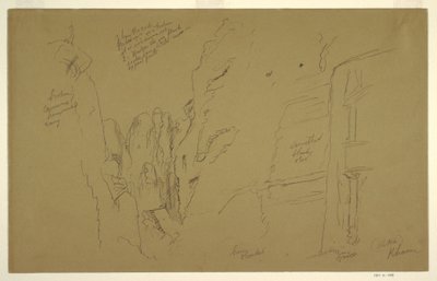 Piirustus, El Khasnesh, Petra Jordania, 26. helmikuuta 1868. tekijältä Frederic Edwin Church