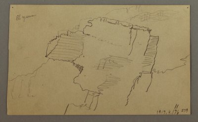 Piirros, El Jemenin laakso, Arabia:  Kallioseinä, 20. helmikuuta 1868 tekijältä Frederic Edwin Church