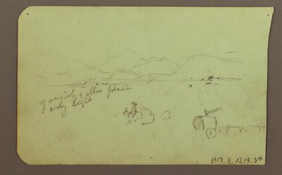 Piirros, hahmoja, Kääntöpuoli: hahmo, maisema, 1883 tekijältä Frederic Edwin Church
