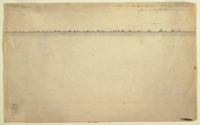 Piirros, makrillinpyytäjien laivue, Mount Desert, Maine, 19. elokuuta 1850. tekijältä Frederic Edwin Church