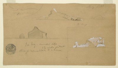 Piirros, kelluvat jäävuoret, 2. heinäkuuta 1859. tekijältä Frederic Edwin Church