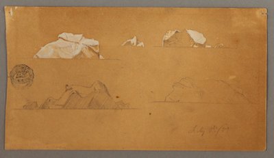 Piirros, kelluvat jäävuoret, 5. heinäkuuta 1859. tekijältä Frederic Edwin Church