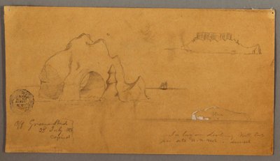 Piirros, kelluvat jäävuoret, mahdollisesti 1859 tekijältä Frederic Edwin Church