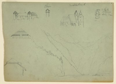 Piirros, Salzkammergutista, Itävallasta ja Konigssee-joesta, lähellä Berchtesgadenia, Baijeri, heinäkuu 1868. tekijältä Frederic Edwin Church