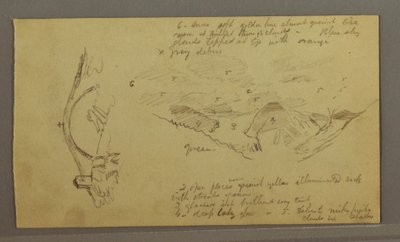 Piirros, Glacier, silta ja talo, syyskuu 1868. tekijältä Frederic Edwin Church