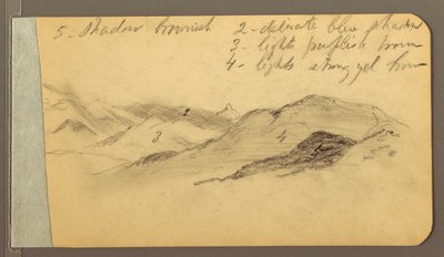 Piirros, Hills; Kääntöpuoli: Pää, 1889 tekijältä Frederic Edwin Church