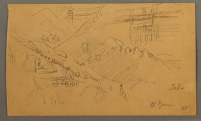 Piirros, Hillside, helmikuu 1869  tekijältä Frederic Edwin Church