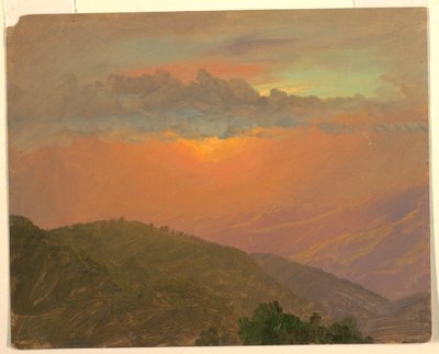 Piirros, Hilltop auringonlaskun aikaan, heinäkuu 1865 tekijältä Frederic Edwin Church