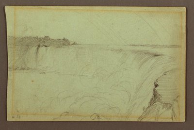 Piirros, Hevosenkengän putoukset ja kaksinkertainen sateenkaari, Niagara-joki, Kanada, 1856. tekijältä Frederic Edwin Church