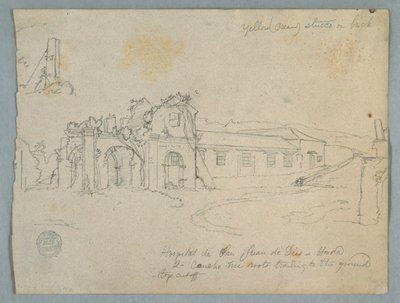 Piirustus, Hospital de San Juan de Dios, Honda, Kolumbia, 1853. tekijältä Frederic Edwin Church