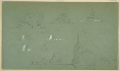 Piirros, Jäävuoret, 7. ja 9. heinäkuuta 1859. tekijältä Frederic Edwin Church