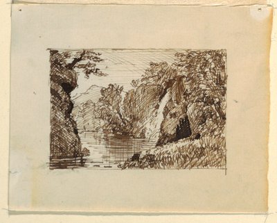 Piirros, Mielikuvitusmaisema, n. 1870-73. tekijältä Frederic Edwin Church