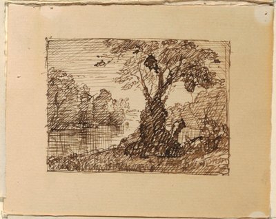 Piirros, Kuvitteellinen jokimaisema, n. 1870-73. tekijältä Frederic Edwin Church